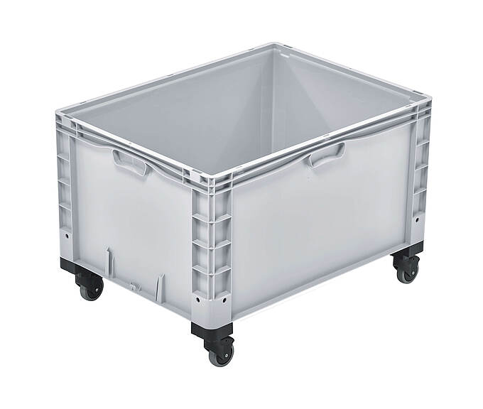 Plastový kontejner na kolečkách, ližinách a nožičkách 800 x 600 x 560 mm - Plastový plný kontejner na kolečkách - řada basicline plus