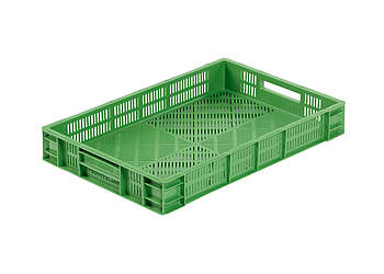 Perforované kontejnery na ovoce a zeleninu 600 x 400 x 90 mm - Děrovaný kontejner 0703-1000 - Plastový box ideální pro přepravu měkkého ovoce