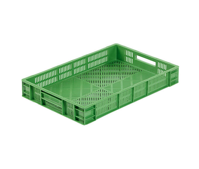 Perforované kontejnery na ovoce a zeleninu 600 x 400 x 90 mm - Děrovaný kontejner 0703-1000 - Plastový box ideální pro přepravu měkkého ovoce