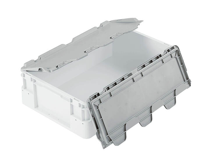 Dvoudílná sklopná víka pro automatické skladovací kontejnery 600 x 400 mm - Odklápěcí víko dvoudílné silverline